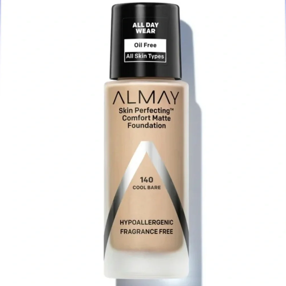 Almay Skin Perfecting Comfort Matte Foundation Makeup, 140 Cool Bare,‎ 1 fl oz